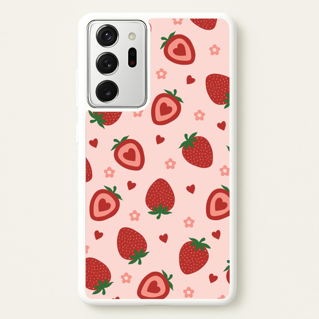 Strawberries And Hearts - Fruit Patterns - Fruit Patterns Phone Case for Galaxy Note 20 Ultra