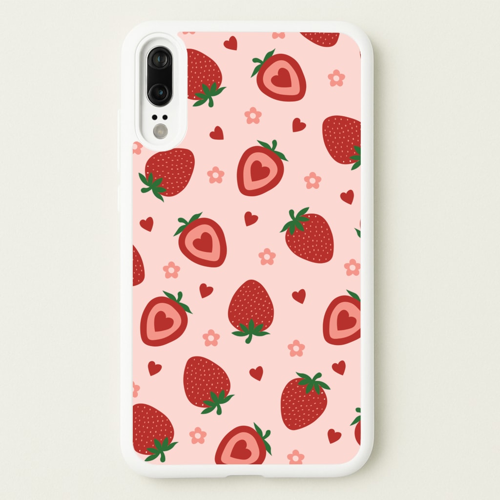 Strawberries And Hearts - Fruit Patterns - Fruit Patterns Phone Case for Huawei P20