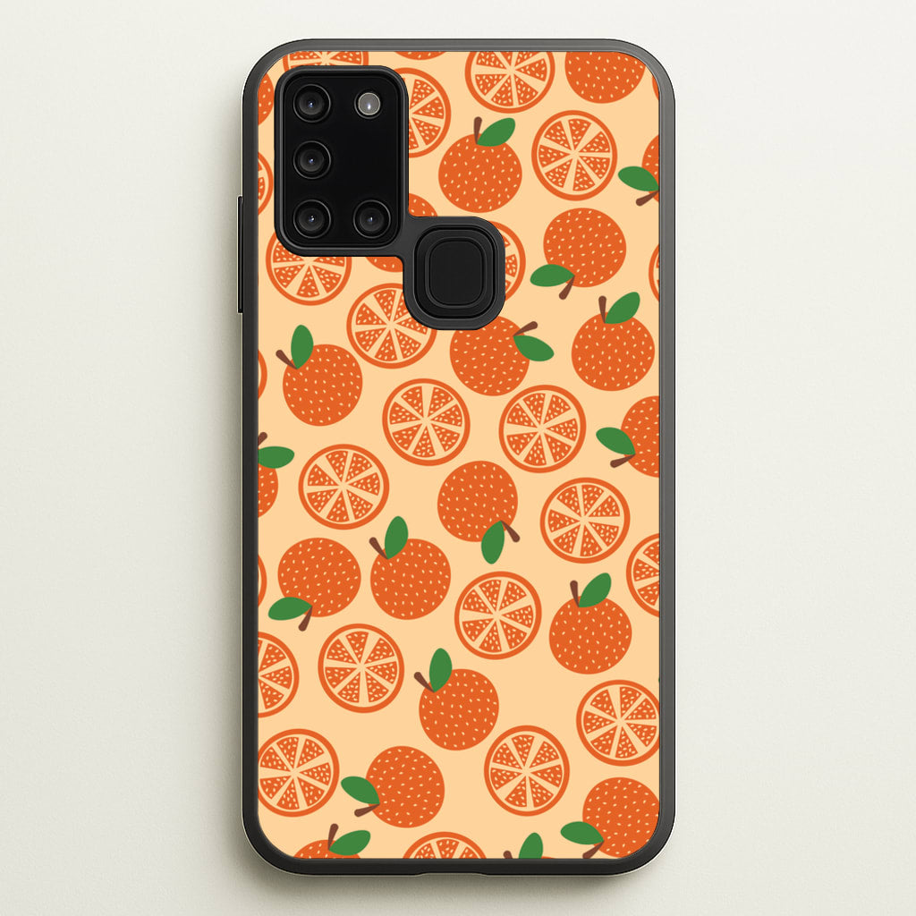Textured Oranges Pattern - Fruits Phone Case for Galaxy A21s