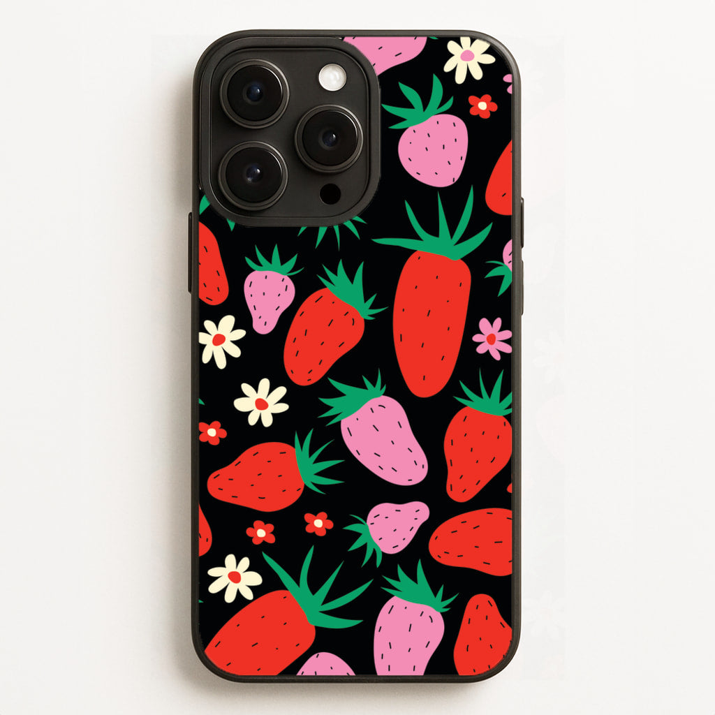 Abstract Strawberries Pattern - Fruits Phone Case for iPhone 16 Pro Max
