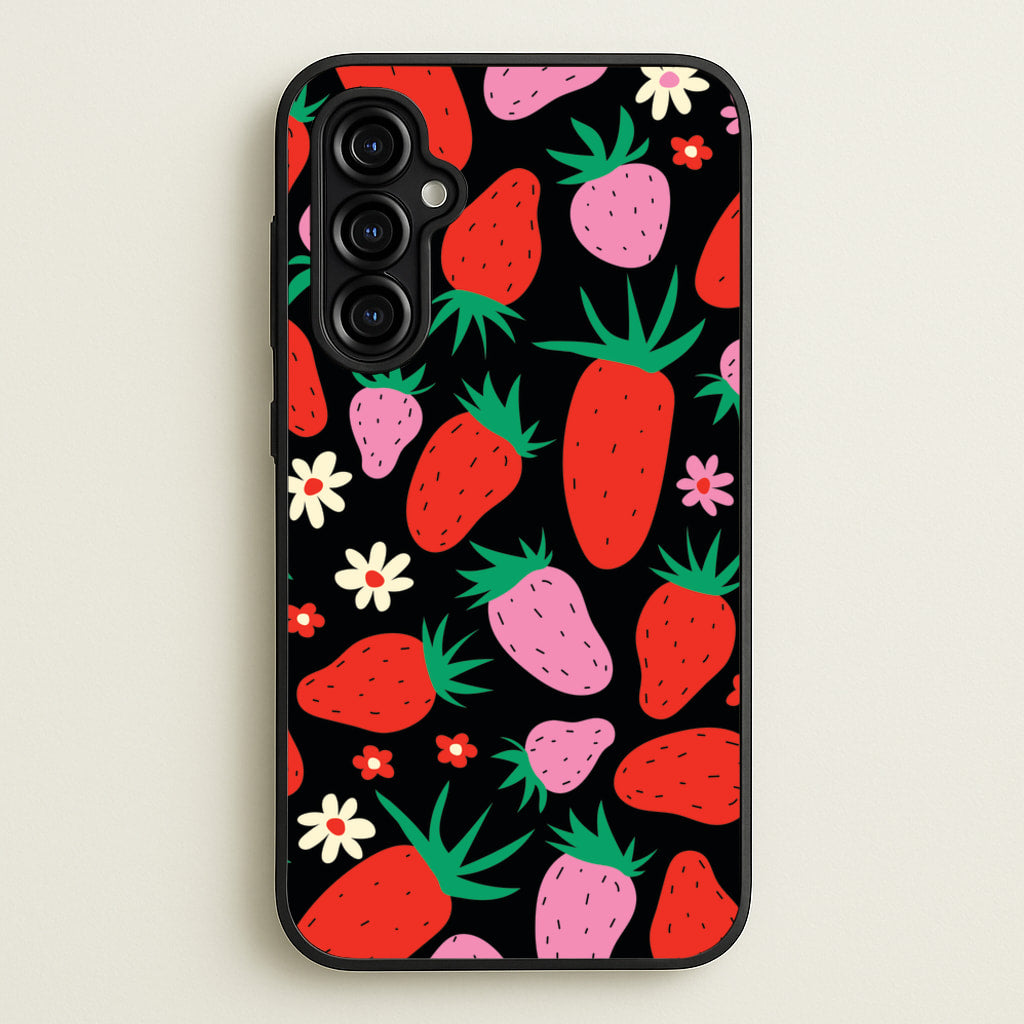 Abstract Strawberries Pattern - Fruits Phone Case for Galaxy A54