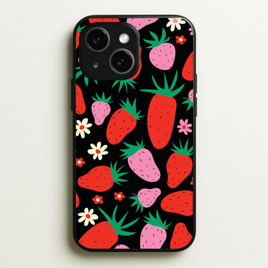 Abstract Strawberries Pattern - Fruits Phone Case for iPhone 15