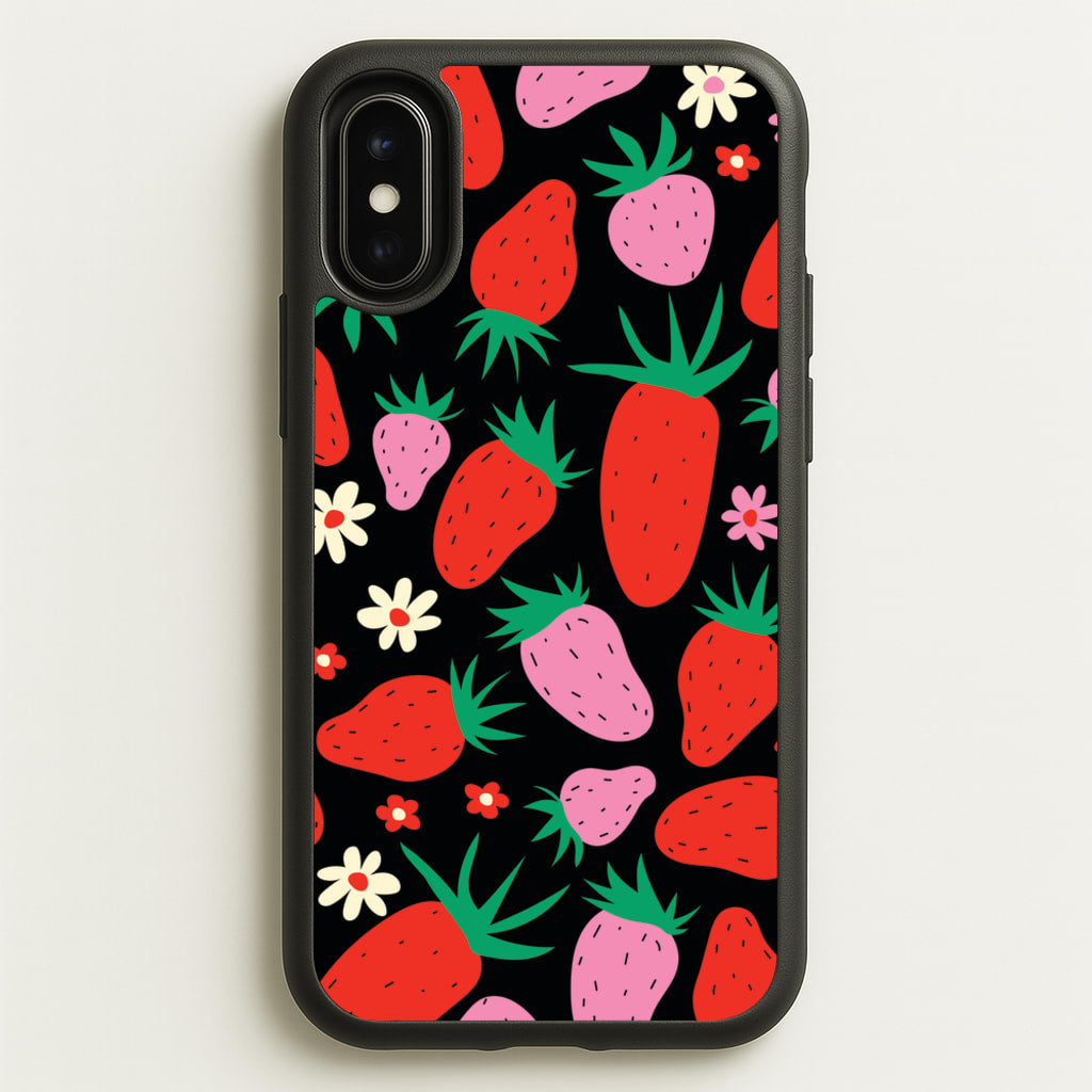 Abstract Strawberries Pattern - Fruits Phone Case for iPhone X / XS