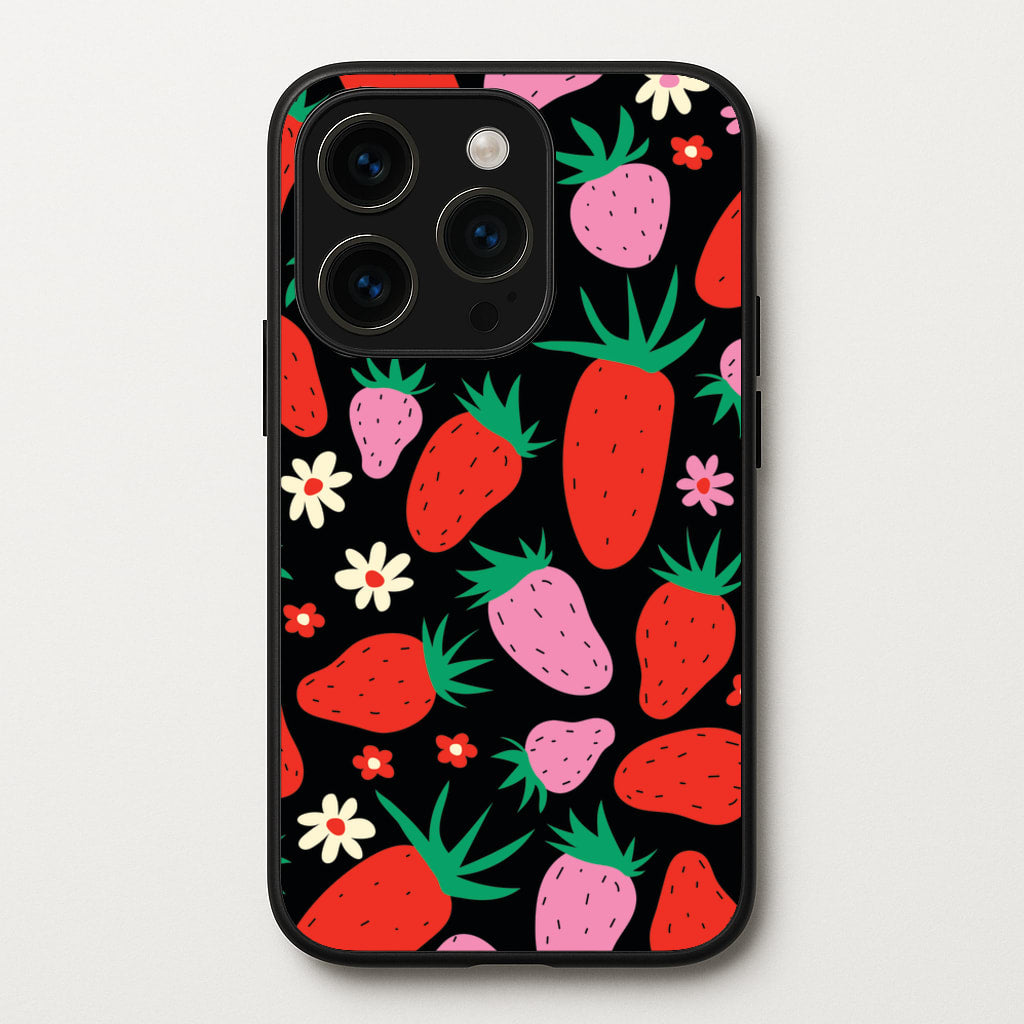 Abstract Strawberries Pattern - Fruits Phone Case for iPhone 15 Pro
