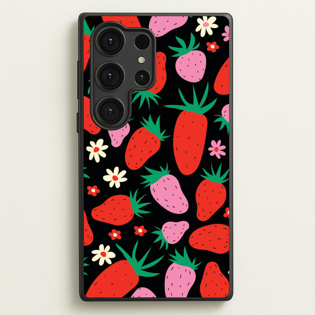 Abstract Strawberries Pattern - Fruits Phone Case for Galaxy S25 Ultra