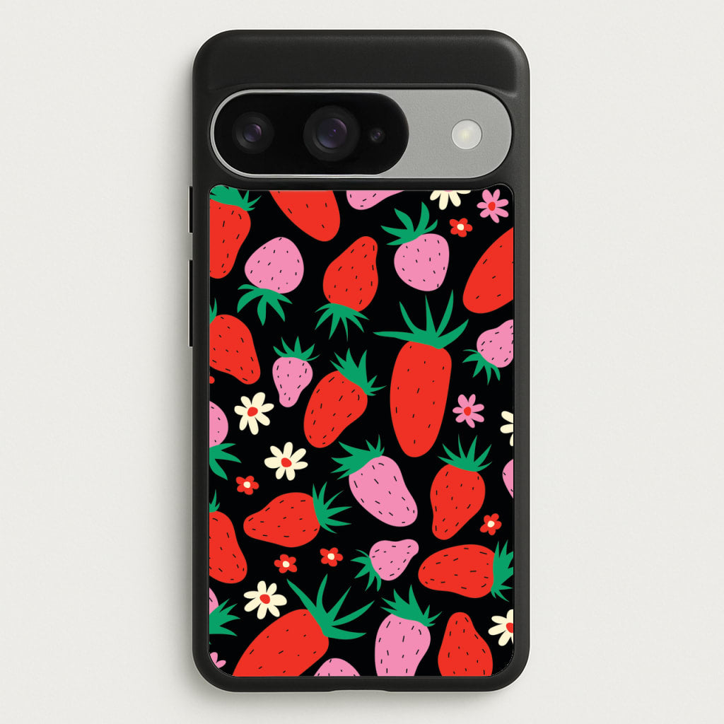 Abstract Strawberries Pattern Phone Case for Google Pixel 10 / 10 Pro