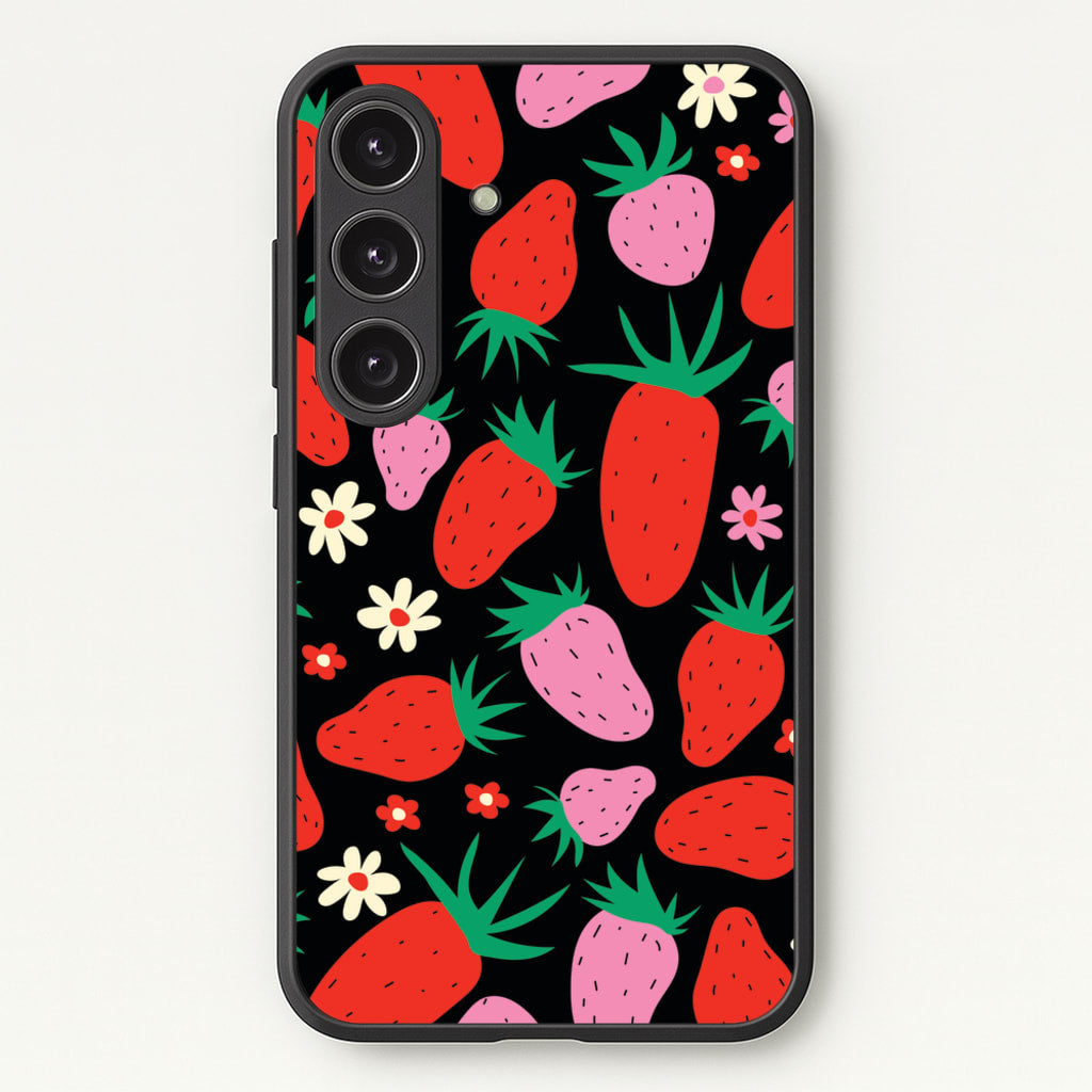 Abstract Strawberries Pattern - Fruits Phone Case for Galaxy S25 Plus