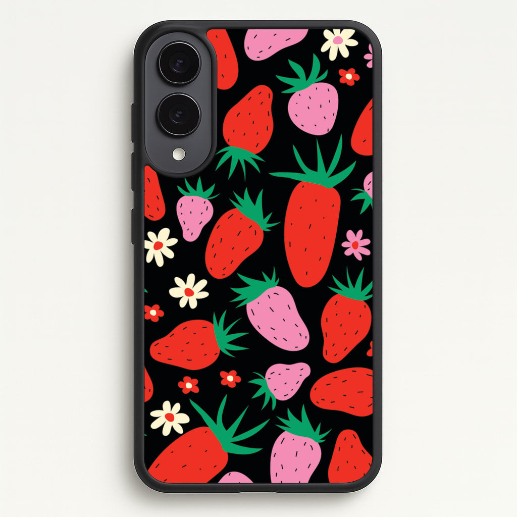 Abstract Strawberries Pattern - Fruits Phone Case for Galaxy S25 Edge