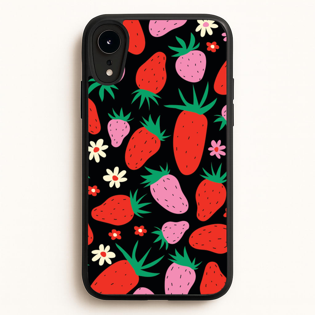 Abstract Strawberries Pattern - Fruits Phone Case for iPhone XR
