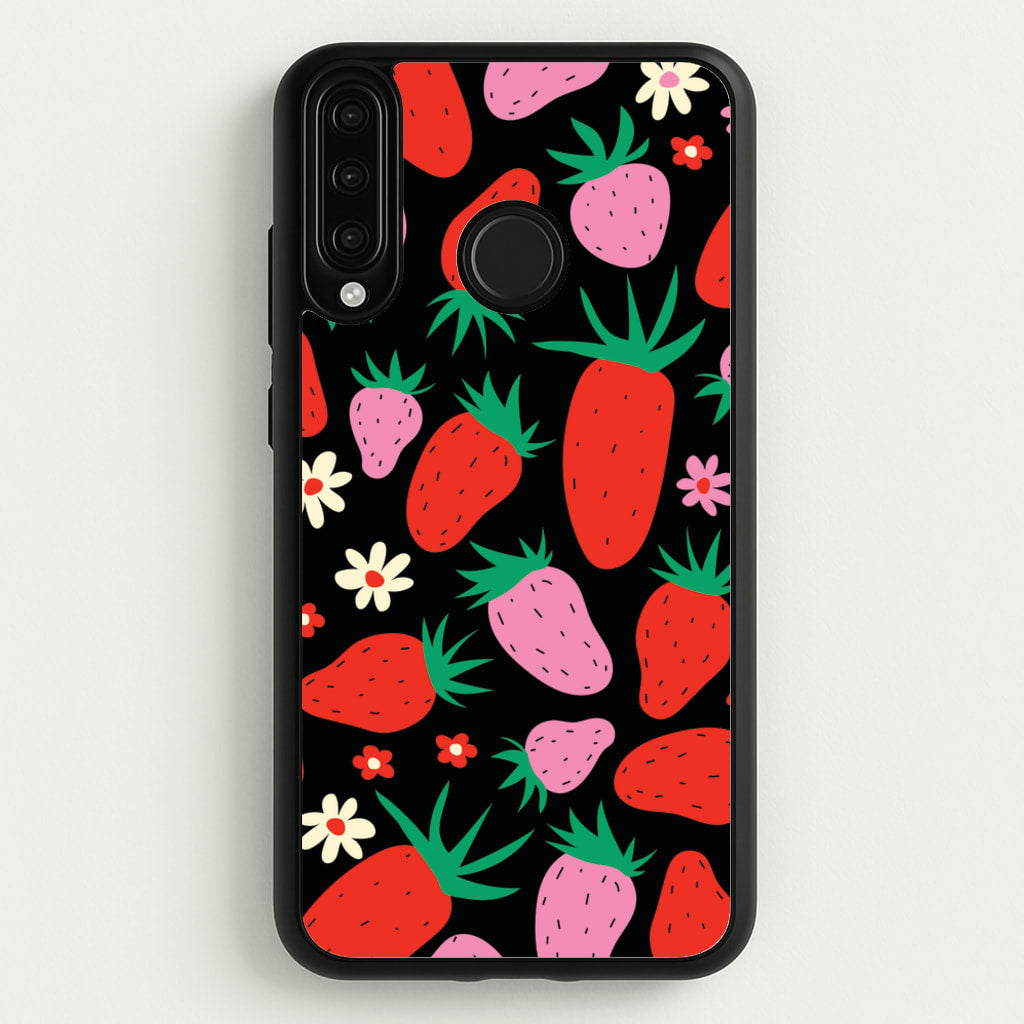 Abstract Strawberries Pattern - Fruits Phone Case for Huawei P30 Lite