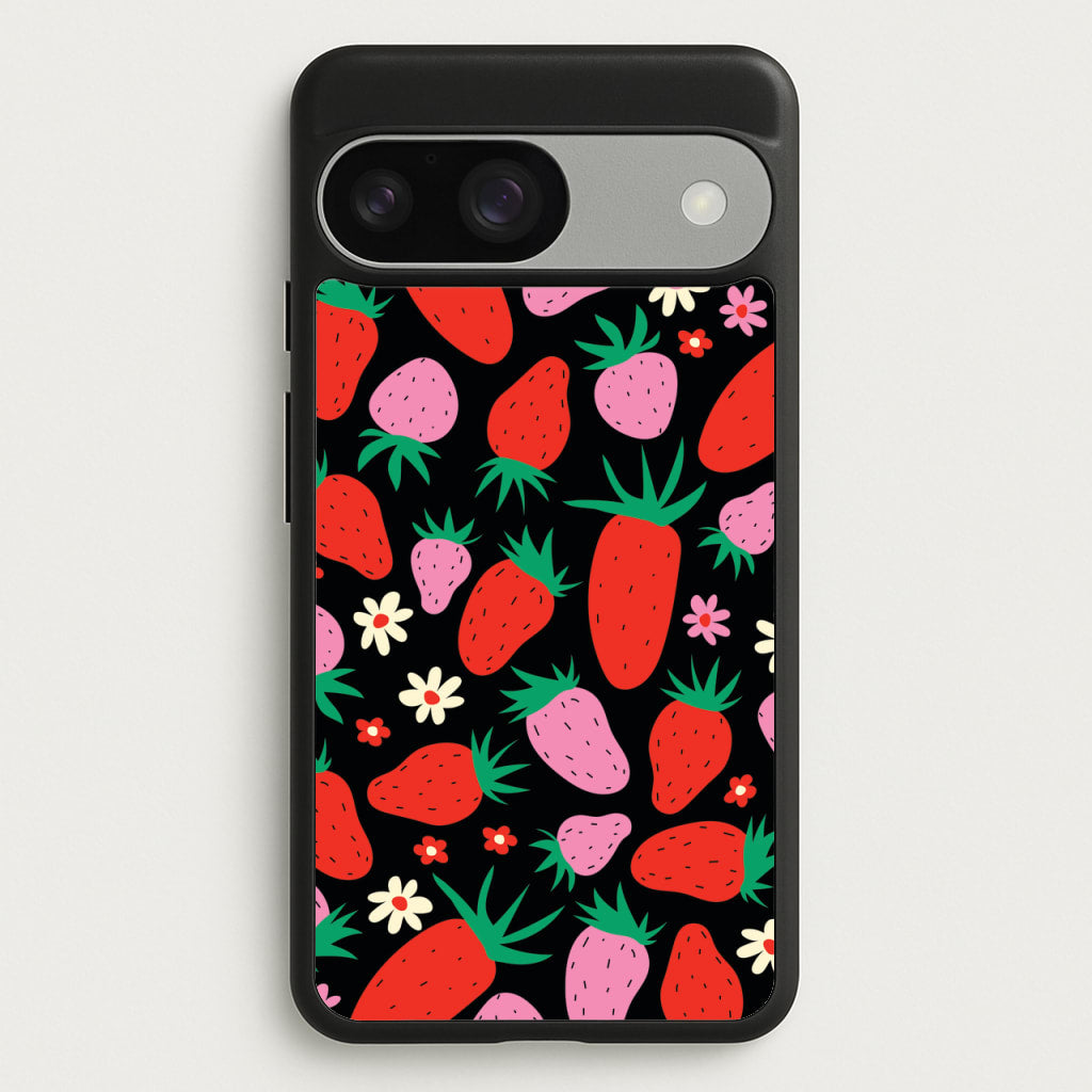 Abstract Strawberries Pattern - Fruits Phone Case for Google Pixel 9 / 9 Pro