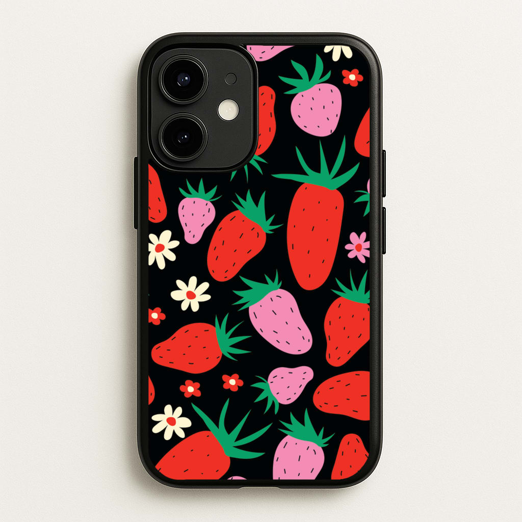 Abstract Strawberries Pattern - Fruits Phone Case for iPhone 12 / 12 Pro