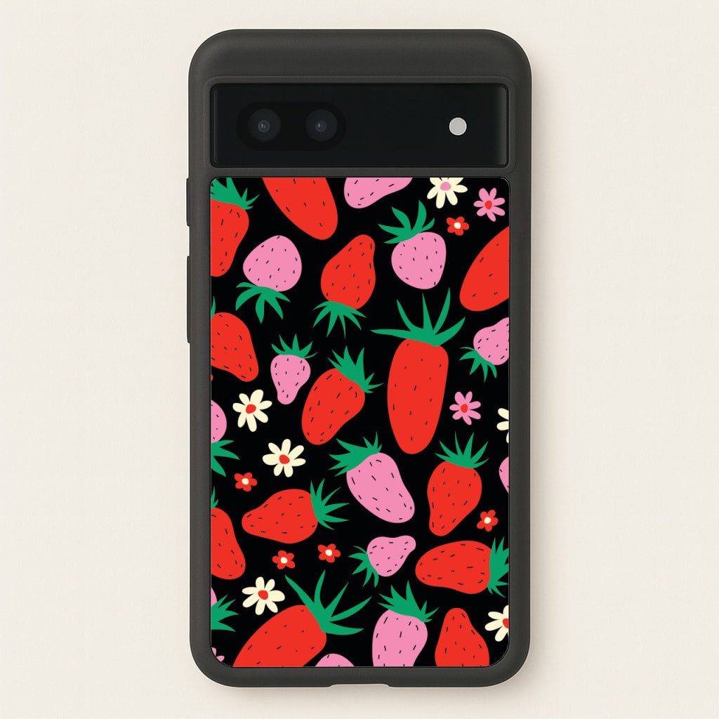 Abstract Strawberries Pattern - Fruits Phone Case for Google Pixel 6a