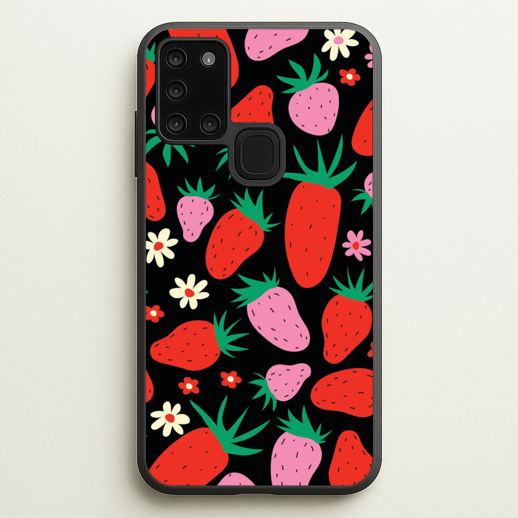Abstract Strawberries Pattern - Fruits Phone Case for Galaxy A21s