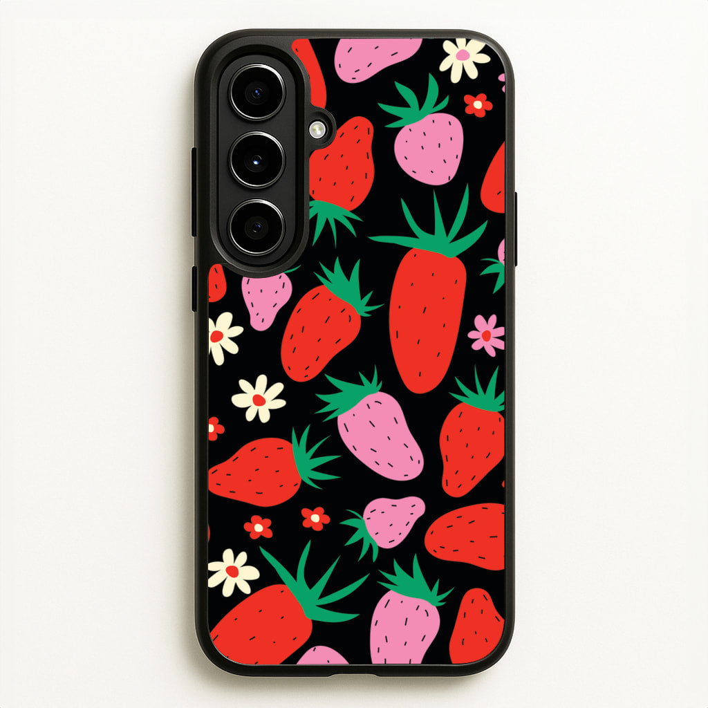 Abstract Strawberries Pattern - Fruits Phone Case for Galaxy A56