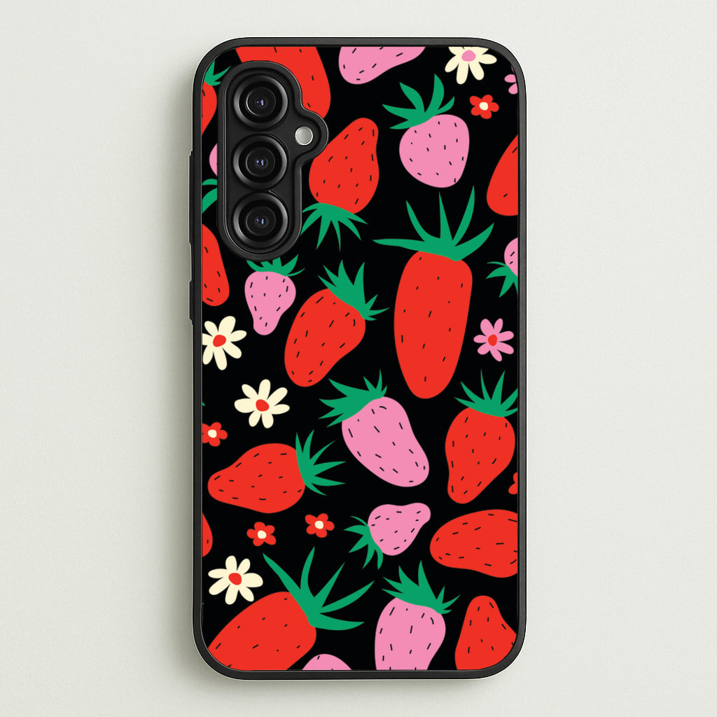 Abstract Strawberries Pattern - Fruits Phone Case for Galaxy A14