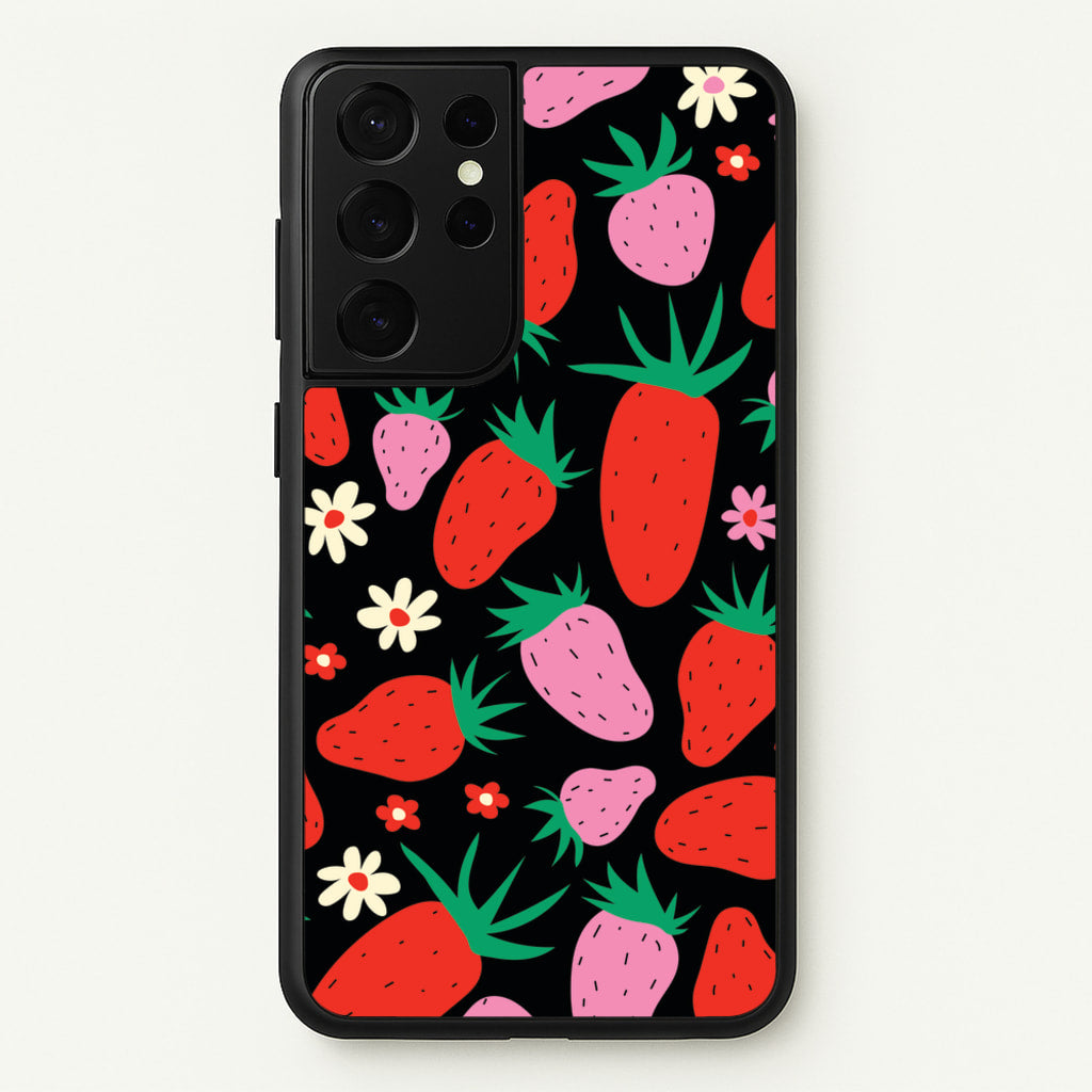 Abstract Strawberries Pattern - Fruits Phone Case for Galaxy S21 Ultra