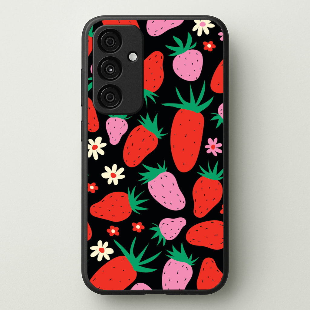 Abstract Strawberries Pattern - Fruits Phone Case for Galaxy A55