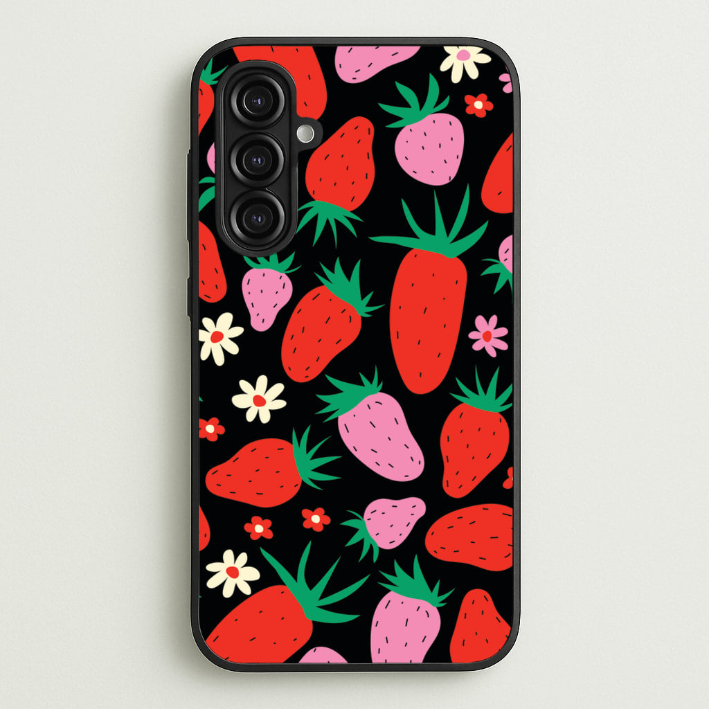 Abstract Strawberries Pattern - Fruits Phone Case for Galaxy A16