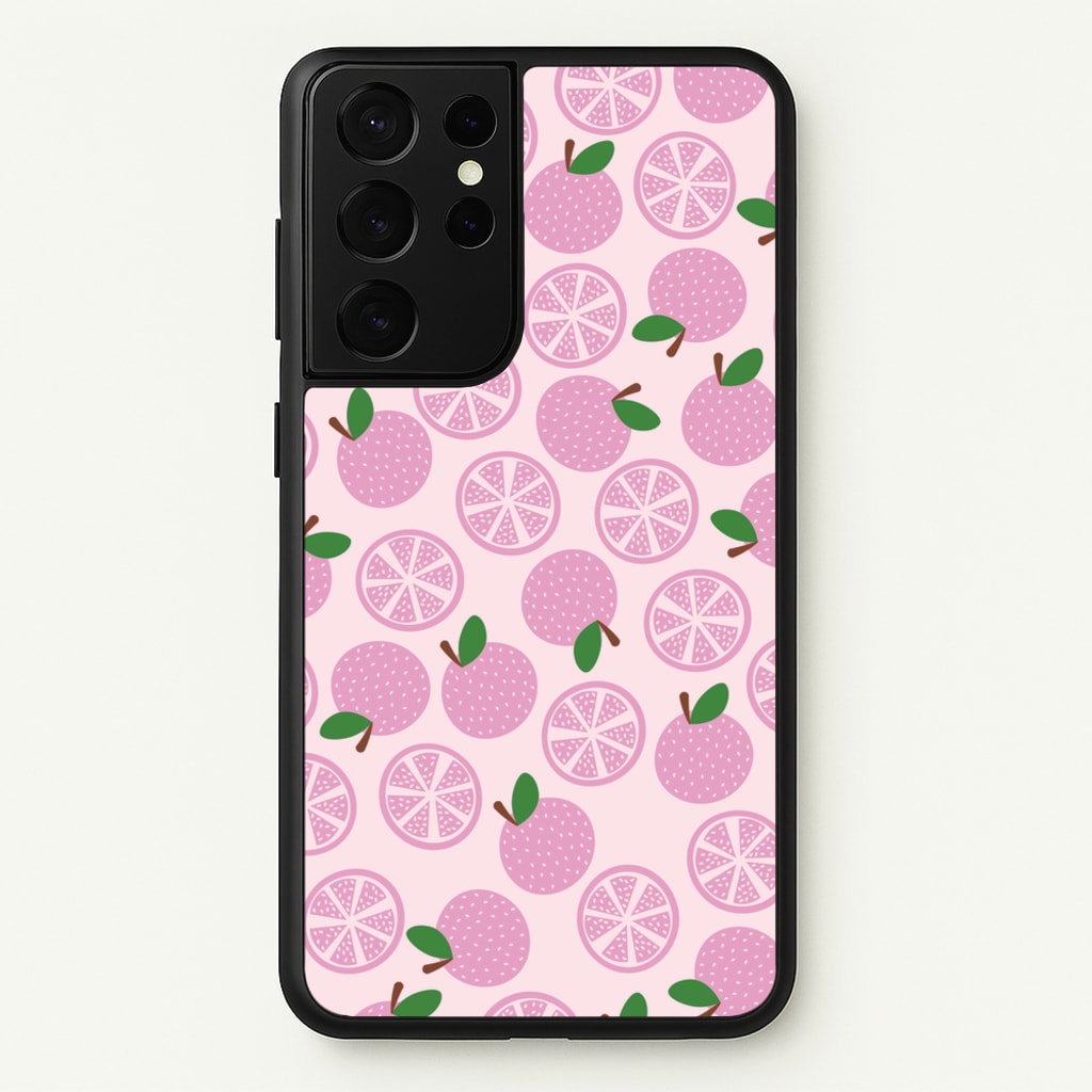 Textured Grapefruit Pattern - Fruits Phone Case for Galaxy S21 Ultra