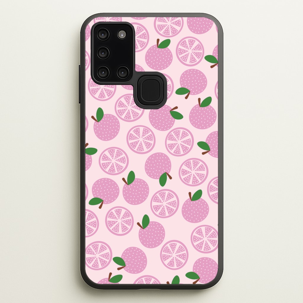 Textured Grapefruit Pattern - Fruits Phone Case for Galaxy A21s