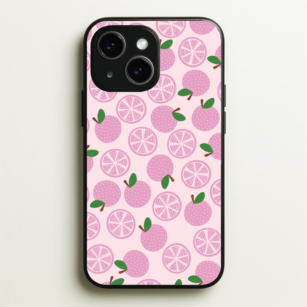 Textured Grapefruit Pattern - Fruits Phone Case for iPhone 14