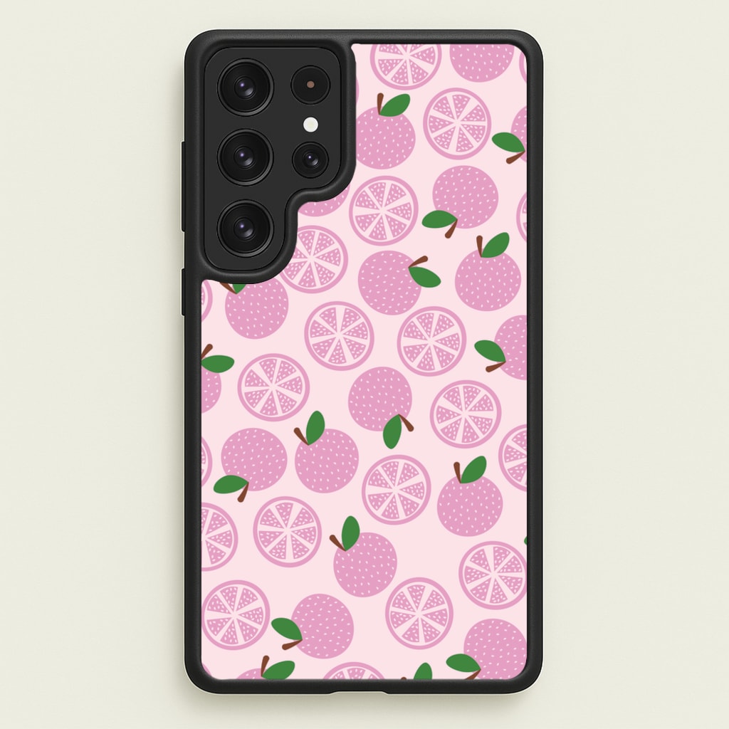 Textured Grapefruit Pattern - Fruits Phone Case for Galaxy S23 Ultra