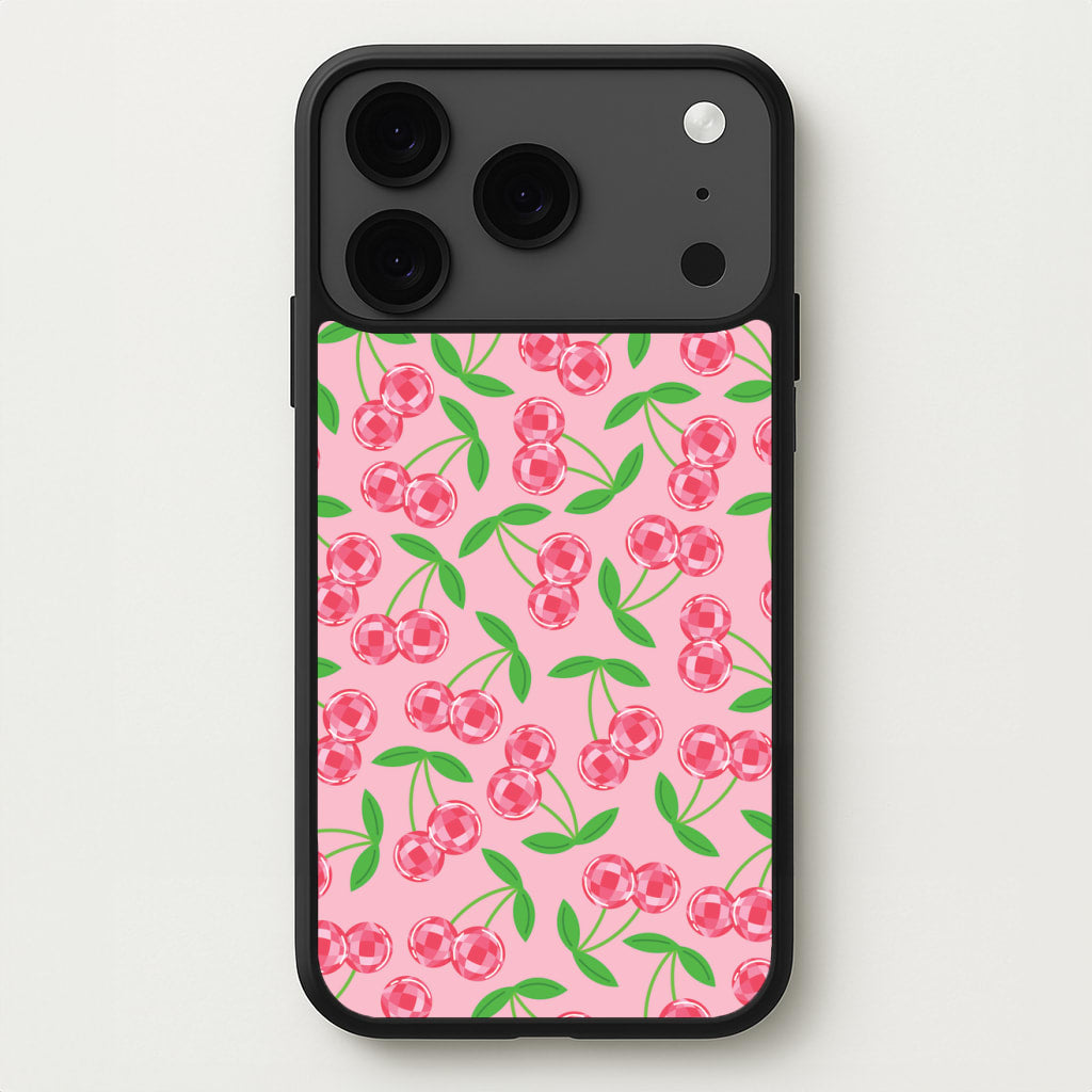 Disco Cherries Pattern Phone Case for iPhone 17 Pro Max