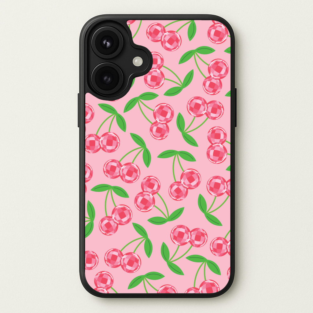 Disco Cherries Pattern Phone Case for iPhone 17