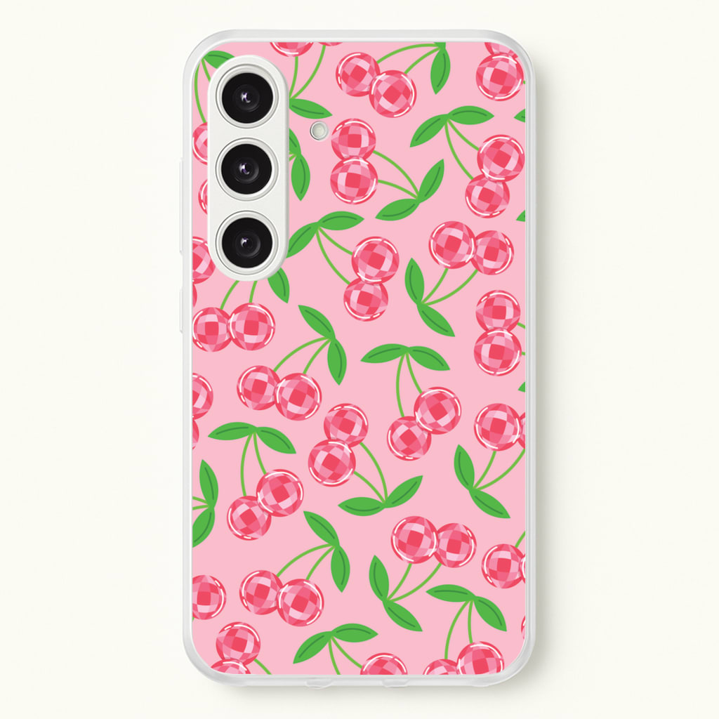 Disco Cherries Pattern - Fruits Phone Case for Galaxy S24FE