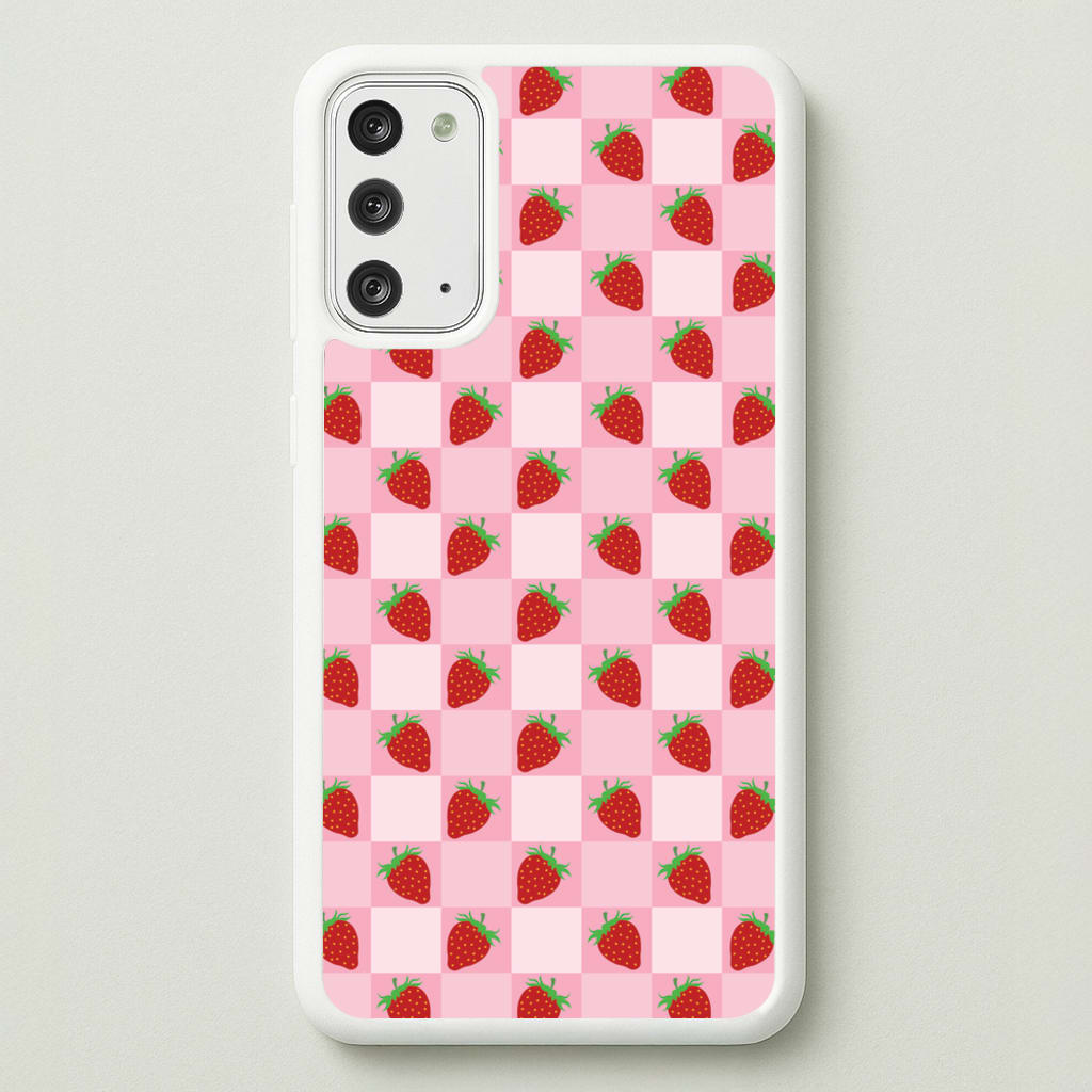Checkered Strawberries Pattern - Fruits Phone Case for Galaxy Note 20