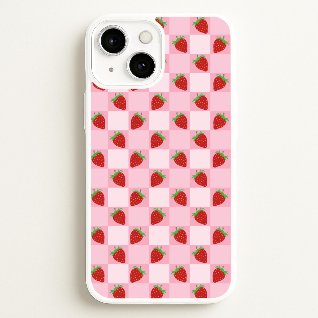 Checkered Strawberries Pattern - Fruits Phone Case for iPhone 13
