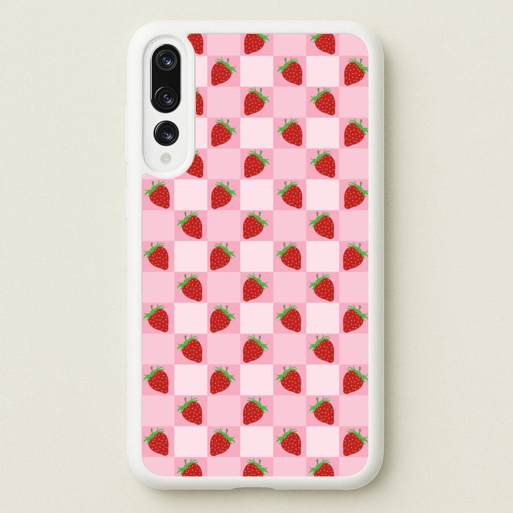 Checkered Strawberries Pattern - Fruits Phone Case for Huawei P20 Pro