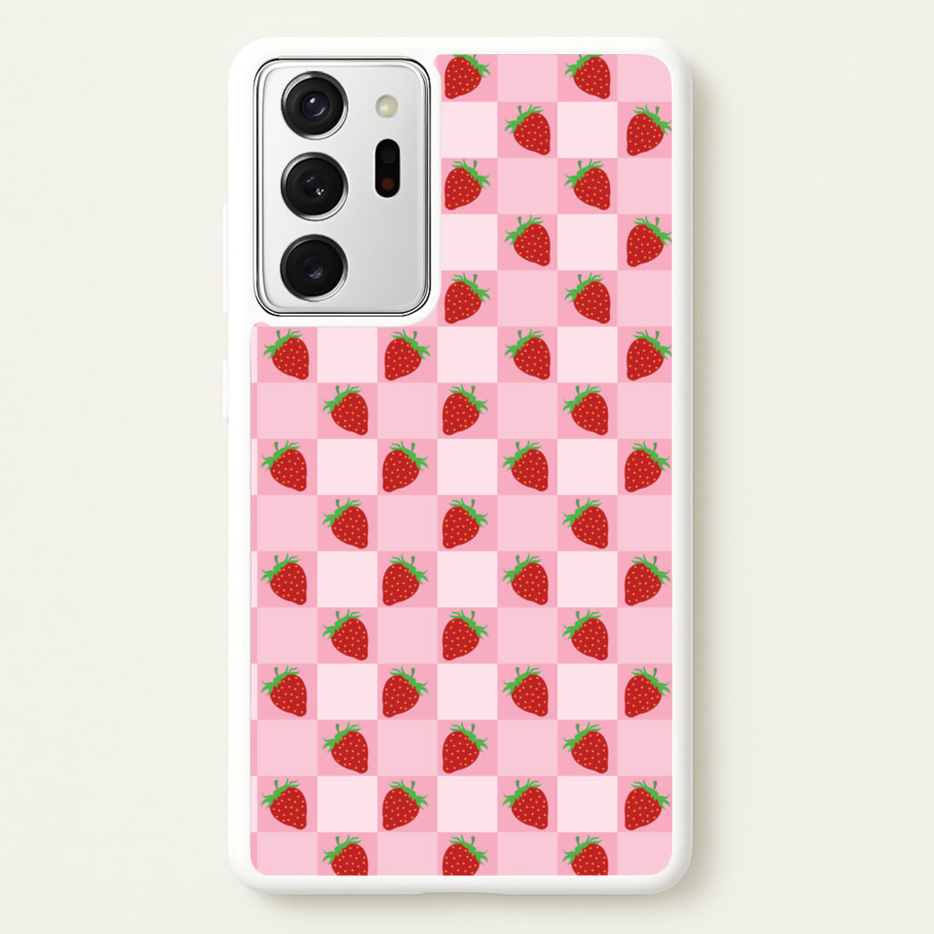 Checkered Strawberries Pattern - Fruits Phone Case for Galaxy Note 20 Ultra
