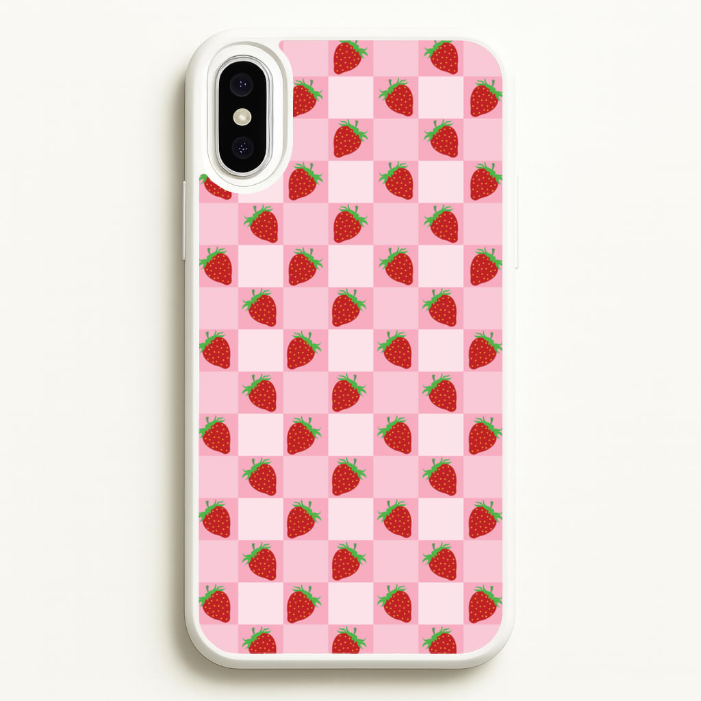 Checkered Strawberries Pattern - Fruits Phone Case for iPhone XS Max