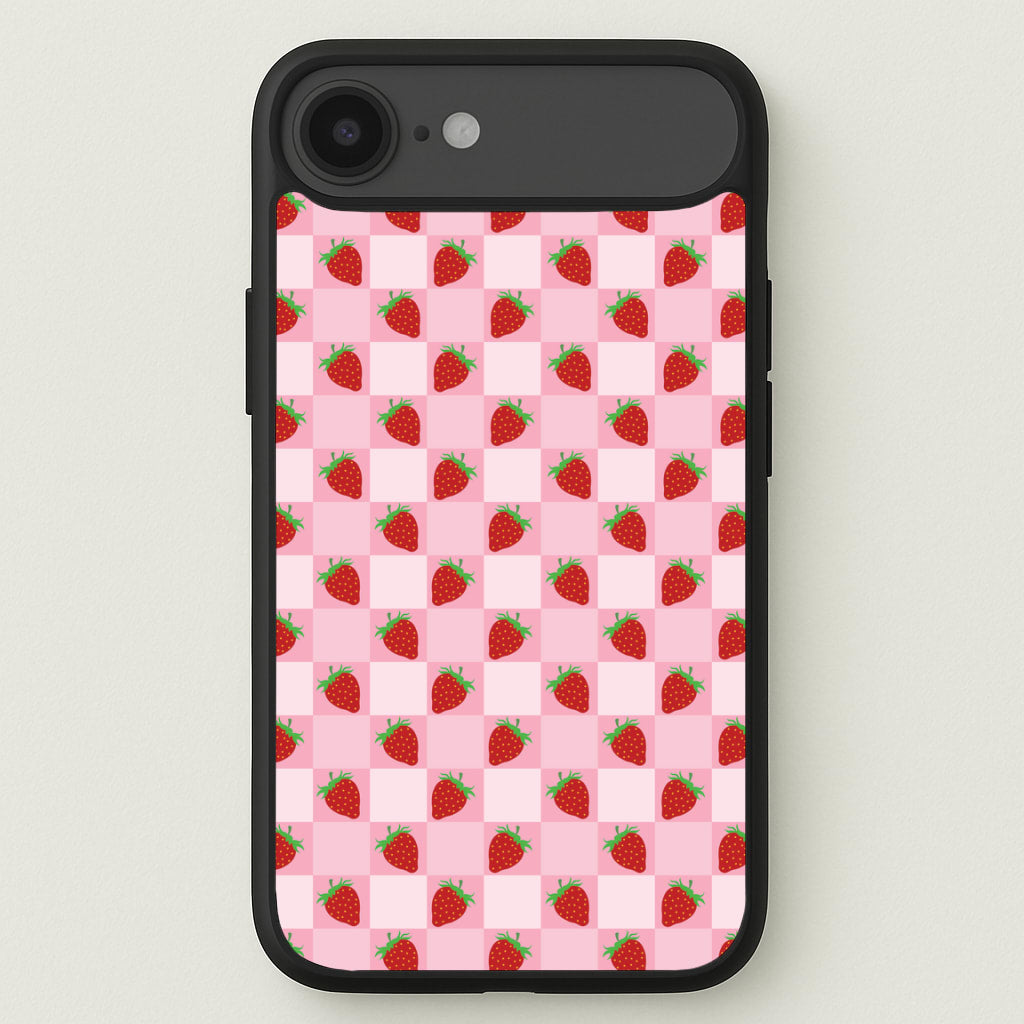 Checkered Strawberries Pattern Phone Case for iPhone 17 Air