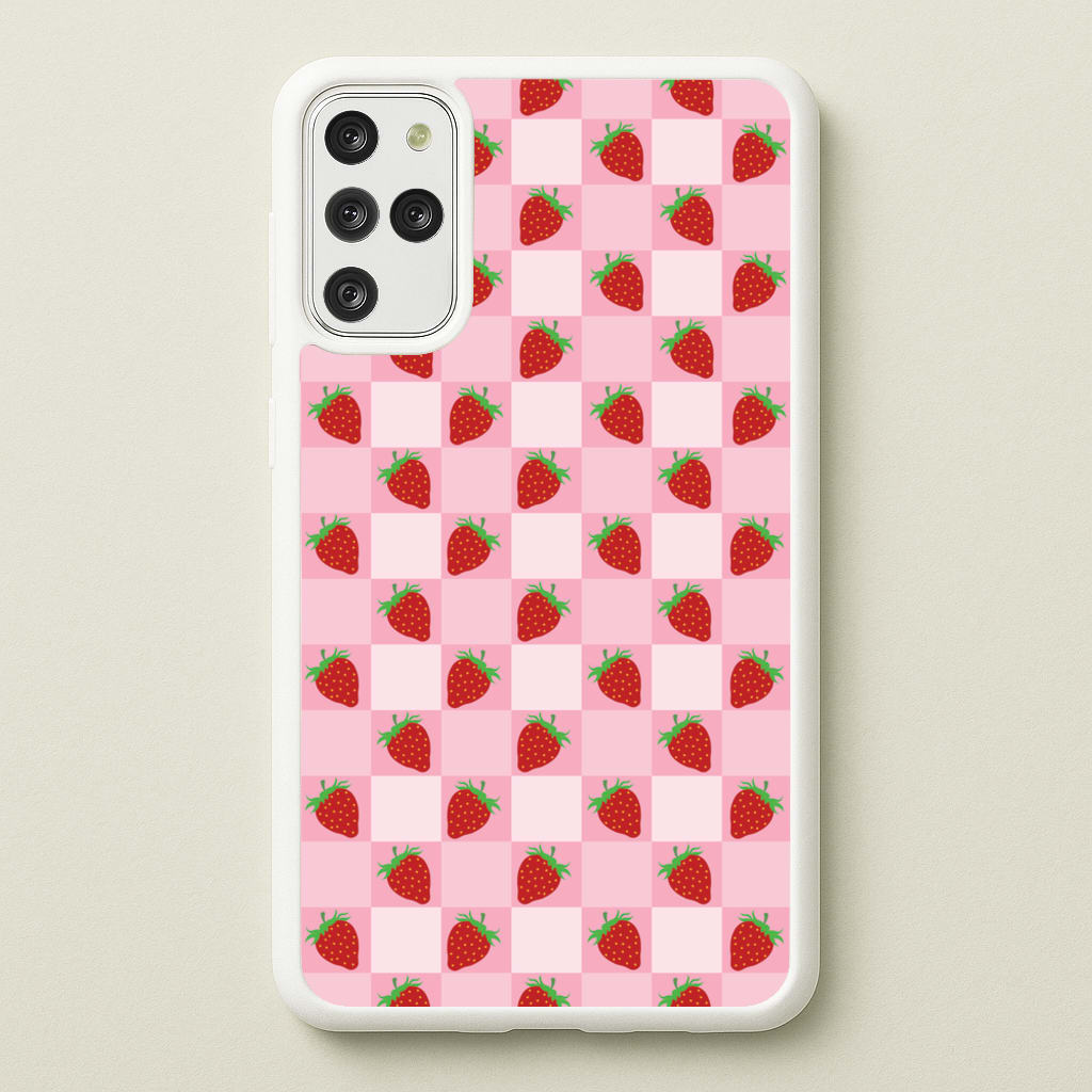 Checkered Strawberries Pattern - Fruits Phone Case for Galaxy S20 Plus
