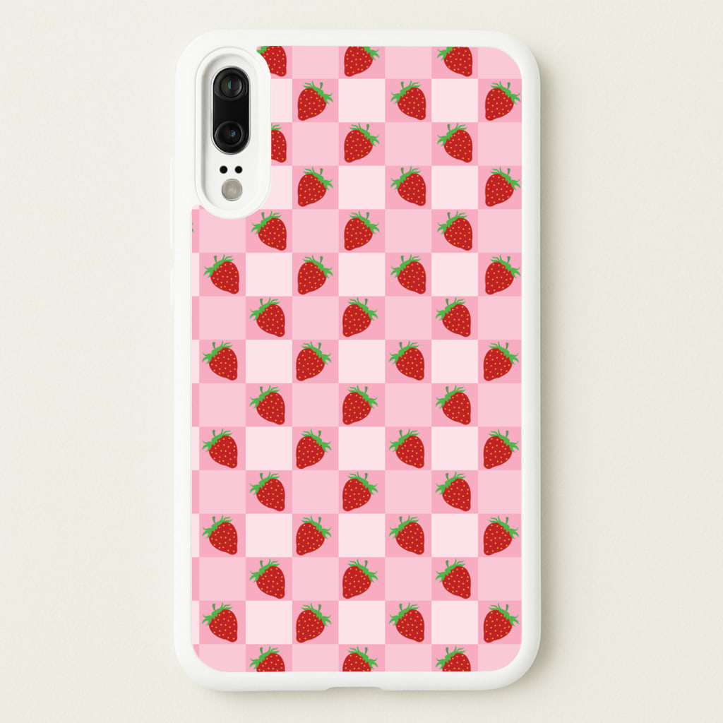 Checkered Strawberries Pattern - Fruits Phone Case for Huawei P20