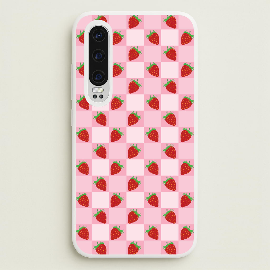 Checkered Strawberries Pattern - Fruits Phone Case for Huawei P30
