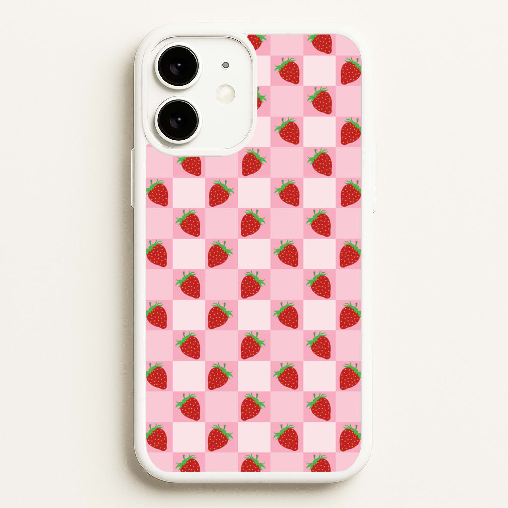 Checkered Strawberries Pattern - Fruits Phone Case for iPhone 11