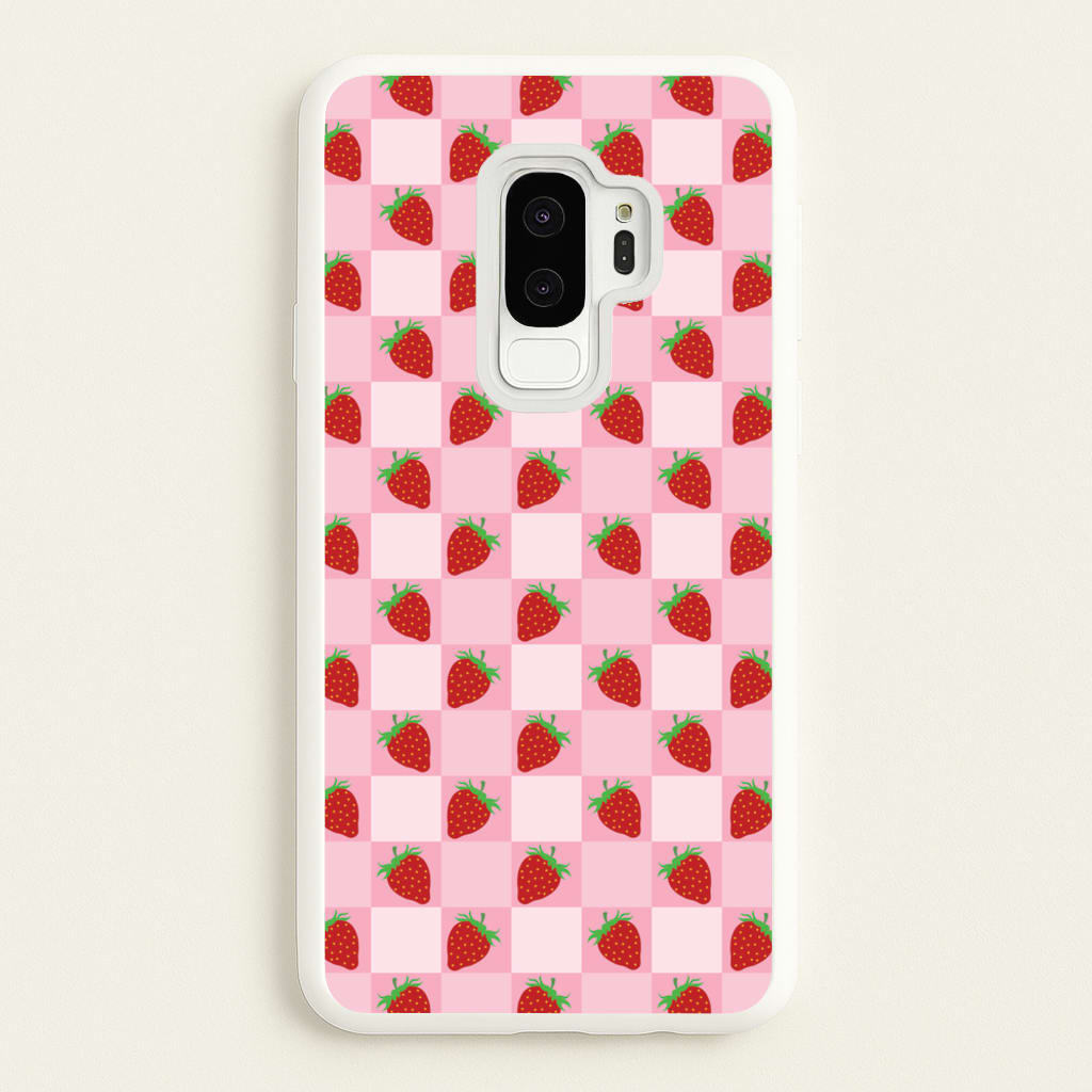 Checkered Strawberries Pattern - Fruits Phone Case for Galaxy S9 Plus