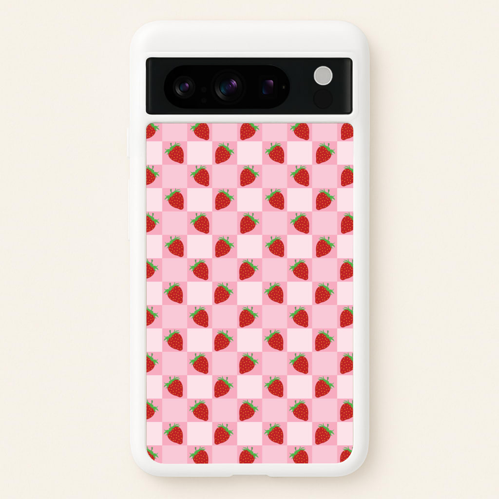 Checkered Strawberries Pattern - Fruits Phone Case for Google Pixel 8 Pro
