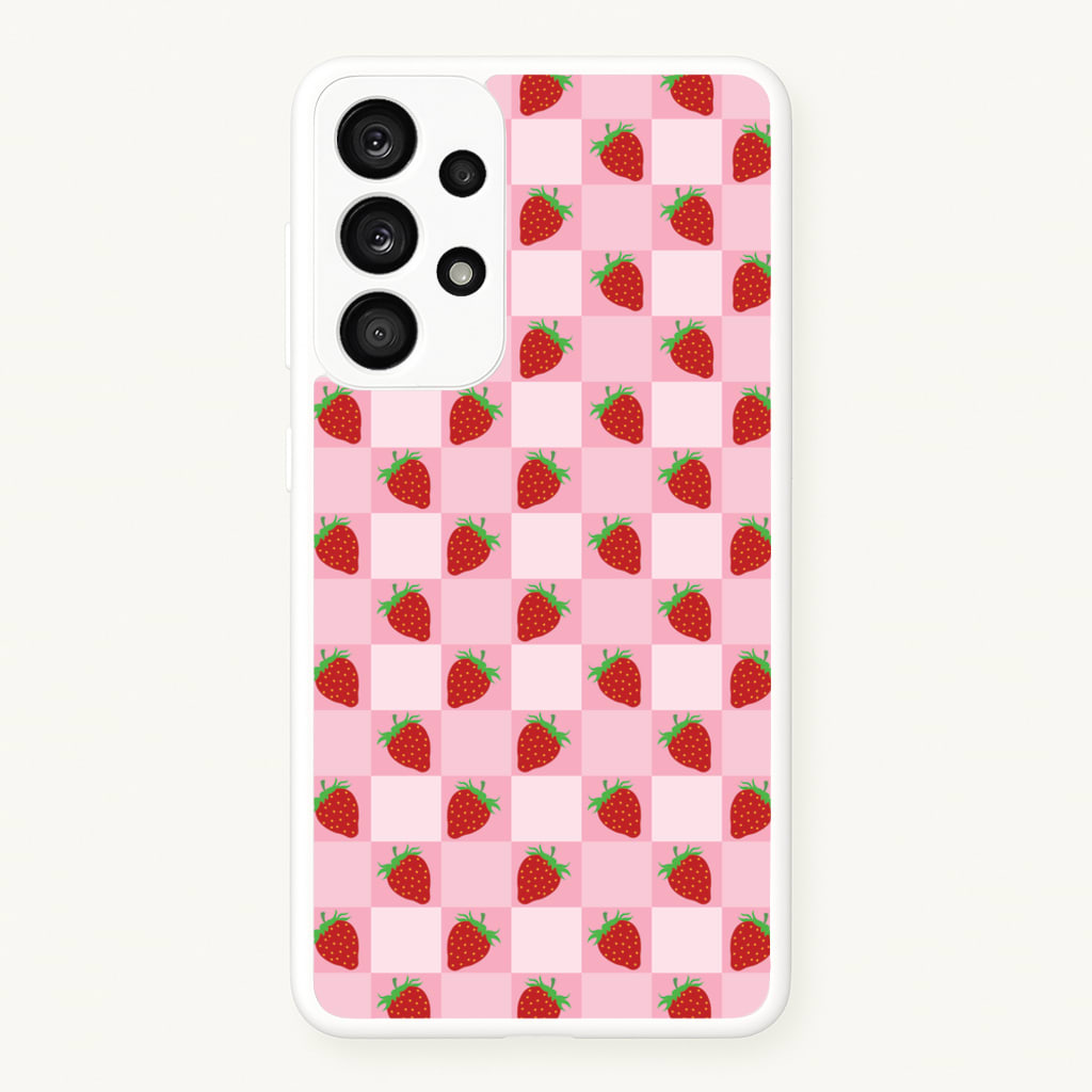 Checkered Strawberries Pattern - Fruits Phone Case for Galaxy A53