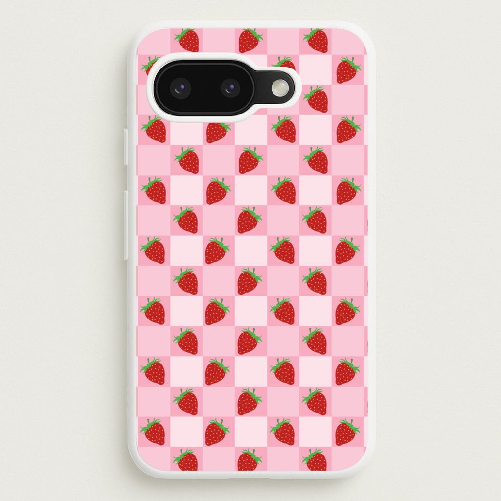 Checkered Strawberries Pattern - Fruits Phone Case for Google Pixel 9a