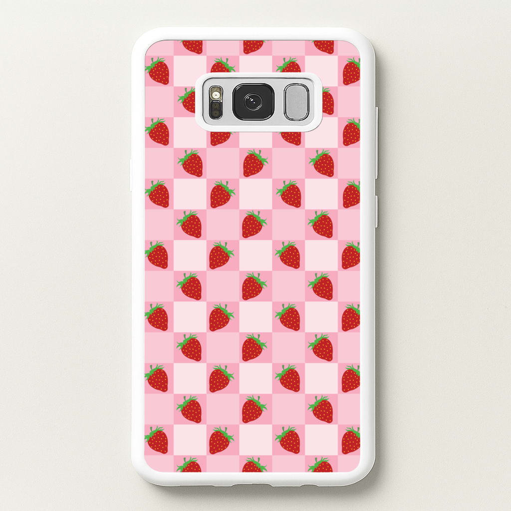 Checkered Strawberries Pattern - Fruits Phone Case for Galaxy S8