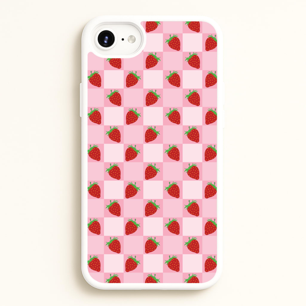 Checkered Strawberries Pattern - Fruits Phone Case for iPhone 6 / 7 / 8 / SE