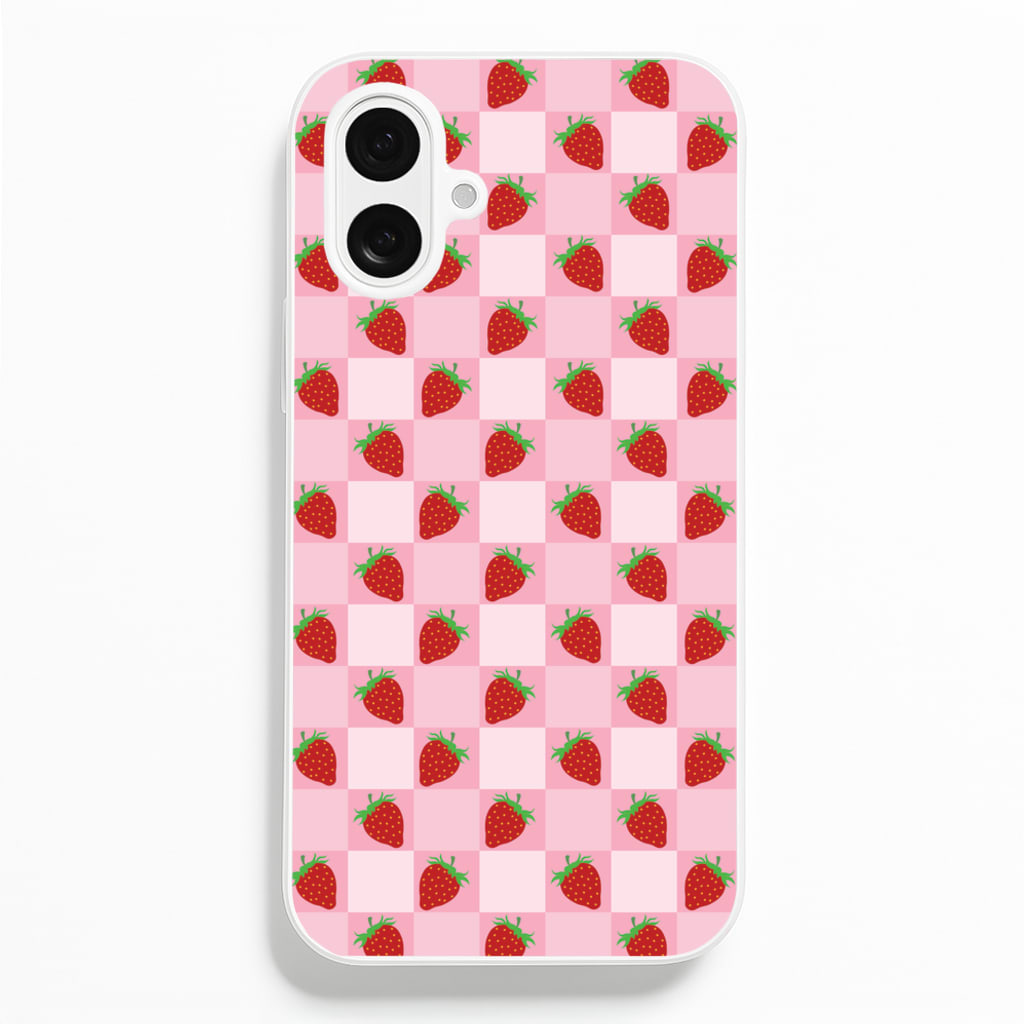 Checkered Strawberries Pattern Phone Case