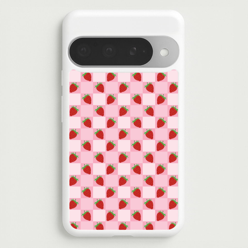 Checkered Strawberries Pattern Phone Case for Google Pixel 10 Pro XL