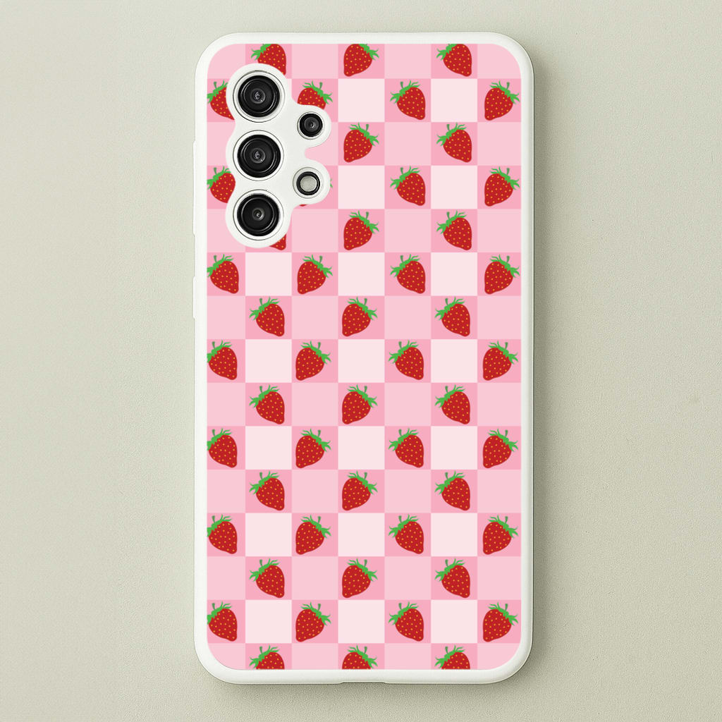 Checkered Strawberries Pattern - Fruits Phone Case for Galaxy A13