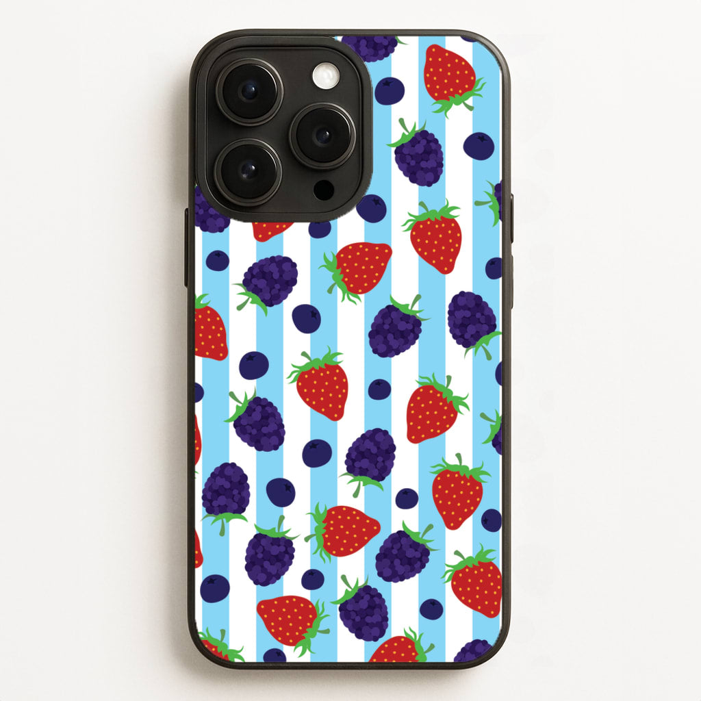 Stripes And Berries - Fruits Phone Case for iPhone 16 Pro Max